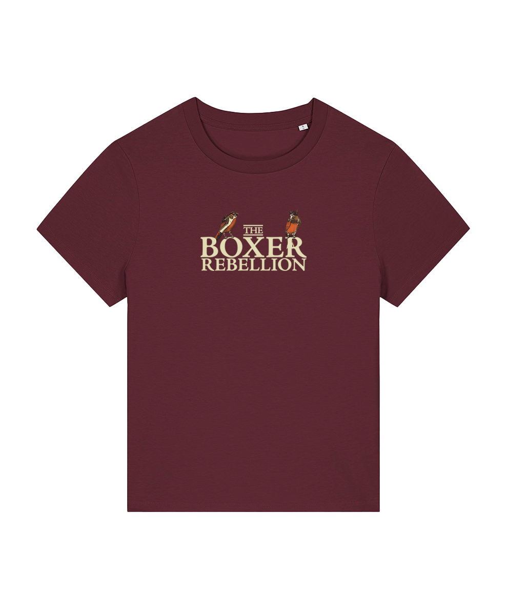 T-shirt with logo & birds - Burgundy